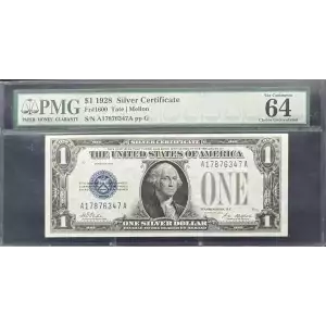 $1 1928 Blue seal Small Silver Certificates 1600