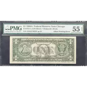 $1 1988-A. Green seal. Small Size $1 Federal Reserve Notes 1915-G