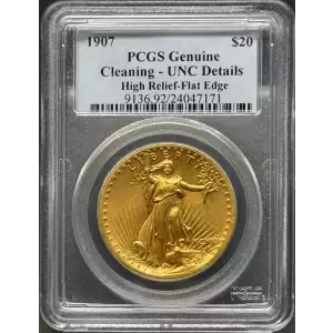 1907 $20 High Relief, Flat Edge