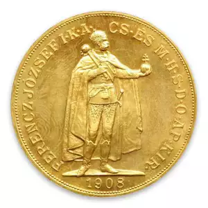 1908 100 Korona Austrian/Hungarian Empire Gold Coin (2)