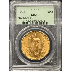 1908 $20 No Motto