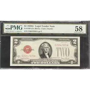 $2 1928-G red seal. Small Legal Tender Notes 1508