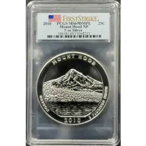 2010 25C Mount Hood NP 5 oz Silver - First Strike, DMPL