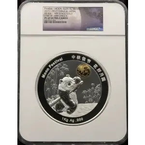 2015Y 1Kilo Panda - Moon Festival Silver - .999 Space Gold ULTRA CAMEO