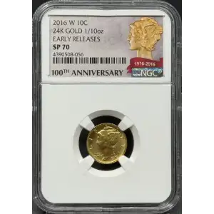 2016 24K GOLD 1/10oz EARLY RELEASES
