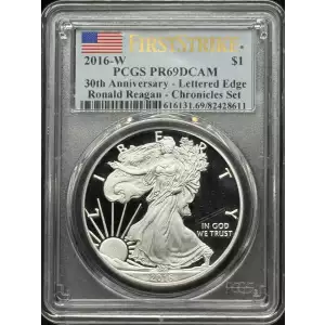 2016-W $1 Silver Eagle 30th Anniversary - Lettered Edge FSSEChronicle Set First Strike, DCAM