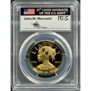 2017-W $100 American Liberty High Relief First Day of Issue Mercanti Signatures, DCAM