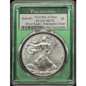 2020-(P) $1 Silver Eagle - Emergency Issue Struck at Philadelphia First Day of Issue