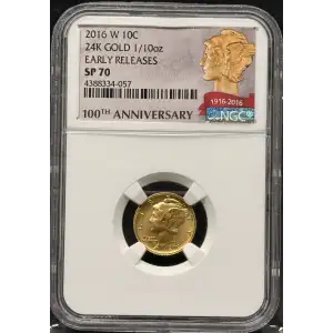 2016 24K GOLD 1/10oz EARLY RELEASES
