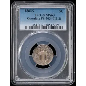 1883/2 5C Shield, Overdate, FS-303