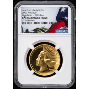 2019 High Relief - .9999 Fine American Liberty Series ENHANCED FINISH