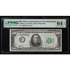 $500 1934-A.  High Denomination Notes 2202-C