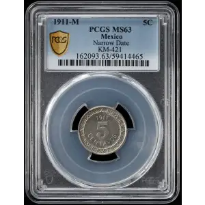 1911-M 5C Narrow Date KM-421 (2)